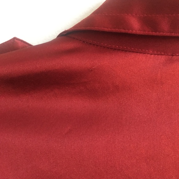 VINTAGE DKNY Silk ‘90s Bodysuit LS Red Button Down - Picture 7 of 7